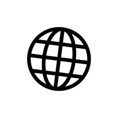 Tilted globe lines icon. Earth symbol simple flat transparent PNG.