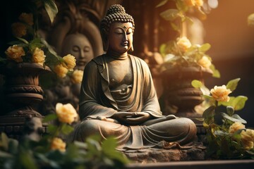 Buddha Statue Natural Light Photography, Generative AI