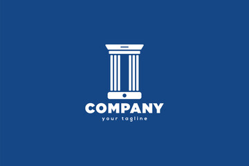Title: Creative logo design depicting a stone pillar designated to the legal or coporate world. 
