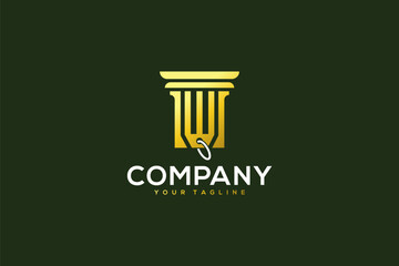 Title: Creative logo design depicting a stone pillar designated to the legal or coporate world. 