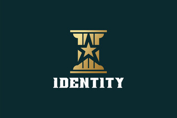 Title: Creative logo design depicting a stone pillar designated to the legal or coporate world. 