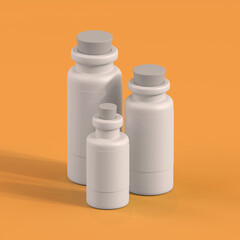 Monochrome Bottle on Orange Background, 3d Rendering
