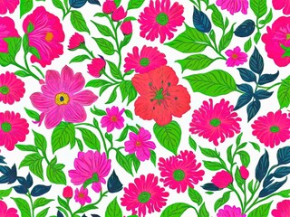 Seamless pattern with colorful flowers. Vector illustration for your design
