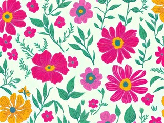 Seamless pattern with colorful flowers. Vector illustration for your design
