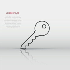 Key icon in flat style. Password vector illustration on white isolated background. Access business concept.