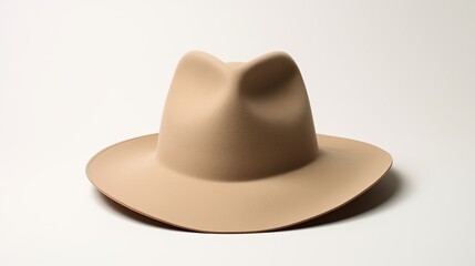 Beige Felt Hat - Wide Brimmed Fashion Accessory Isolated on White. Generative AI
