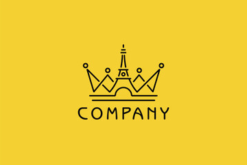 Eiffel Tower Crown Logo Design - Golden Crown Logo Design Template  © SameGuy13