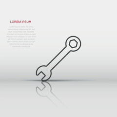 Wrench icon in flat style. Spanner key vector illustration on white isolated background. Repair equipment business concept.