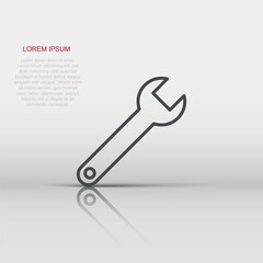 Wrench icon in flat style. Spanner key vector illustration on white isolated background. Repair equipment business concept.