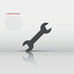Wrench icon in flat style. Spanner key vector illustration on white isolated background. Repair equipment business concept.