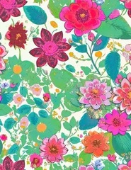 Tuinposter Seamless pattern with colorful flowers. Vector illustration for your design  © Art valuables