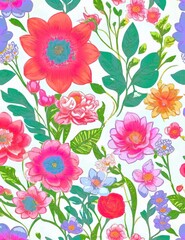 Seamless pattern with colorful flowers. Vector illustration for your design
