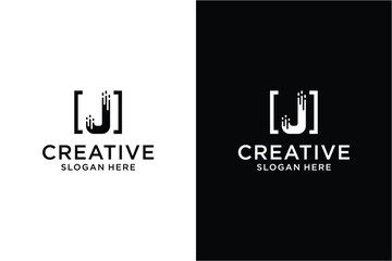 letter j technology Logo design concept