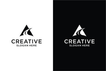 Letter a river mountain Logo design concept