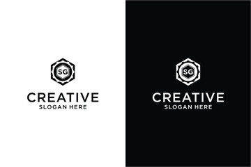 hexagon gear logo design concept