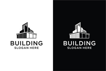 Warehouse factory building logo design template