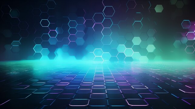 Hologram blue technology concept background presentation neon cyberpunk AI Generative