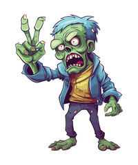 Zombie cartoon character. Vector clip art illustration