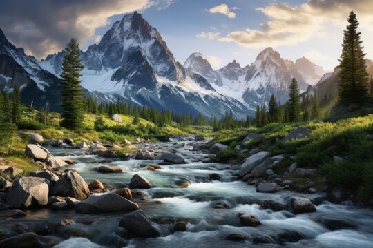 Photograph of Natural landscapes Explore The Beauty of Mountain View, Generative AI