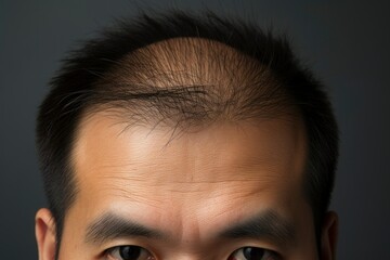 Head of man lose hair, hair loss problem, bald, glabrous on his head , Generative Ai