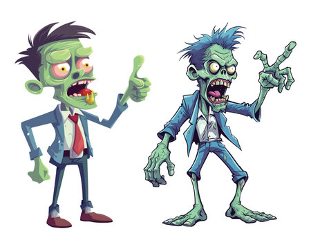 Zombie cartoon character. Vector clip art illustration