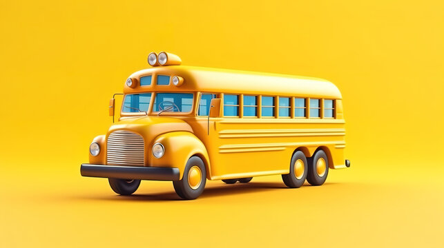 Back to school concept with yellow school bus. Generative Ai