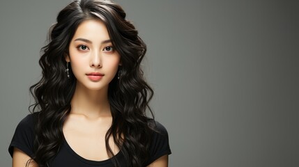 Naklejka premium Beautiful woman, fresh skin, isolated on clear studio background, Generative Ai