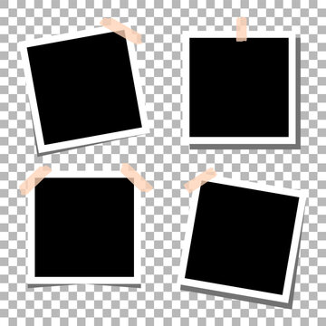 Set of photo frame with tape vector design in png background