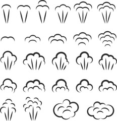Steam icons set. Vector symbols collection.