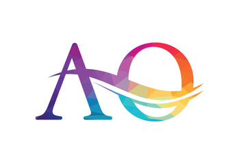 Obraz na płótnie Canvas Low Poly and Initial AO Letter logo design, Vector design concept