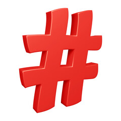 3D red hashtag symbol or icon design