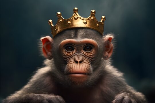 a monkey wearing a crown