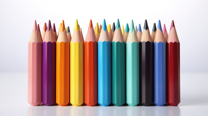 stack of colored pencils on white background. Generative Ai