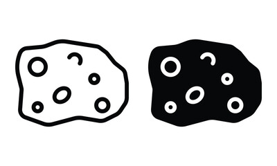 Asteroid icon with outline and glyph style.