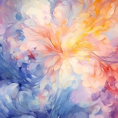 Whimsical watercolor floral burst. - obrazy, fototapety, plakaty