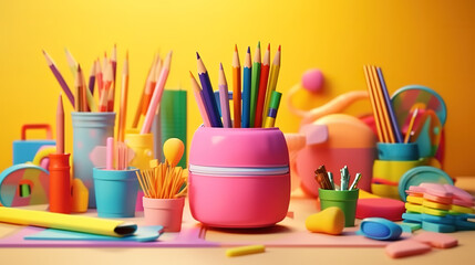 Fototapeta premium Back to school vector design back to school typography text with bag notebook. Generative Ai