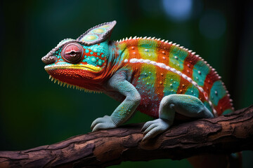Obraz premium Colorful chameleon panther on the branch