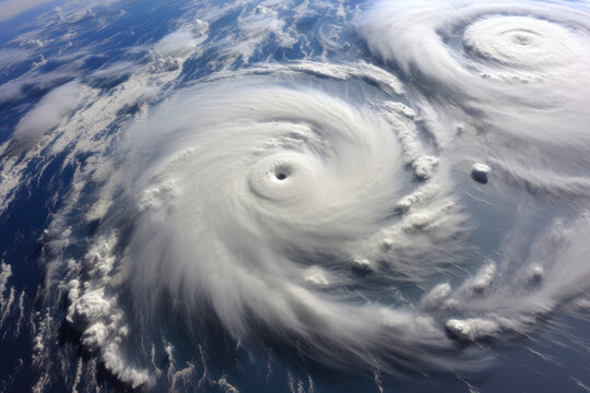 Hurricane from space, aerial satellite view