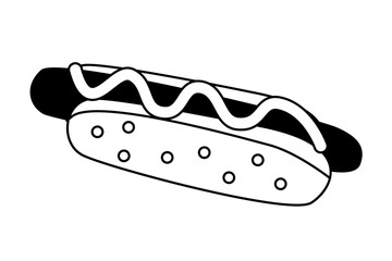 Hot Dog Icon. Line Art Style Design Isolated On White Background. Logo Street Food.