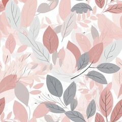 Minimalistic spring leaves with pastel pinkish colors. Seamless pattern for fabrics creation, web design.