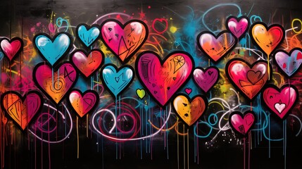 abstract street art grafitti background, heart background, Genertive Ai