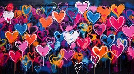 abstract street art grafitti background, heart background, Genertive Ai