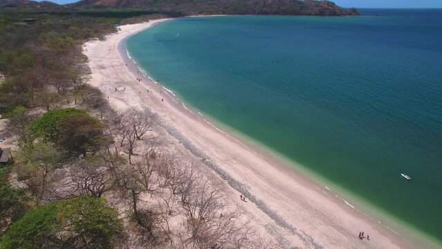 Conchal Beach Costa Rica, Beautiful Sandy Beach With Blue Ocean, 4K Drone View