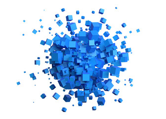 Blue cubes, 3d render
