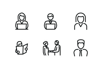 Pack of business people icons. Set of thin line icons. Flaticon Collection Set. Simple vector icons