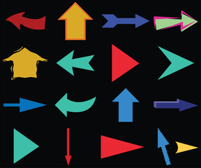 Arrows big black set icons. Arrow icon. Arrow vector collection. Arrow. Cursor. Modern simple arrows. Vector illustration. arrow colour vector.