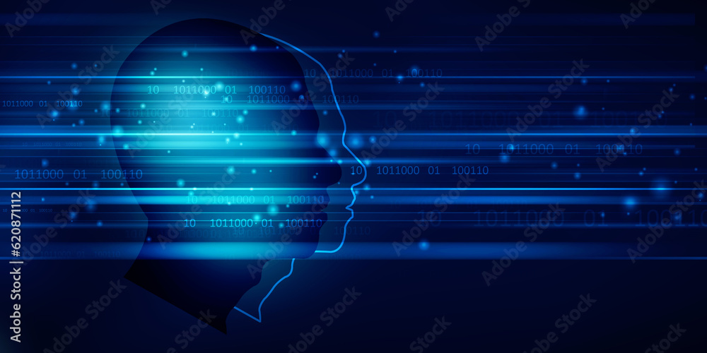 Poster 2d illustration abstract digital binary data on computer screen
