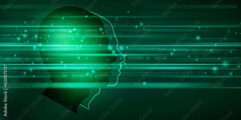 Poster 2d illustration abstract digital binary data on computer screen