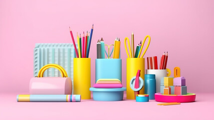 The stationary or office equipment in a blue. Generative Ai