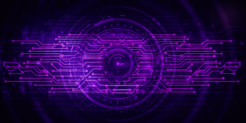 2d illustration Abstract futuristic electronic circuit technology background